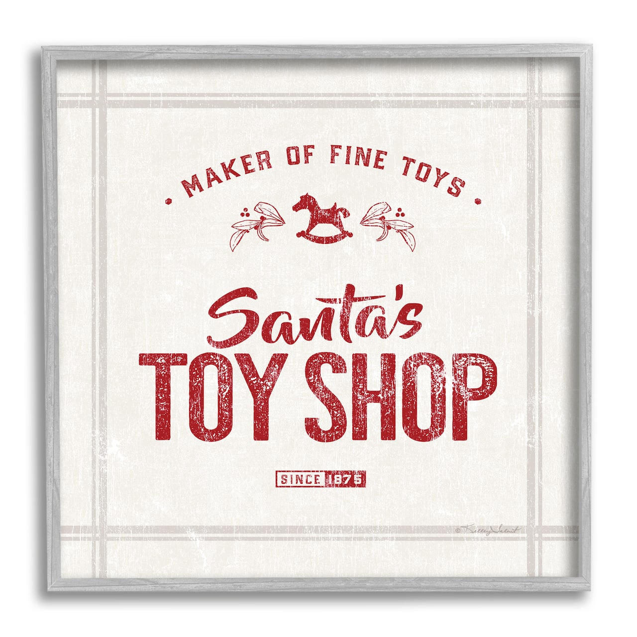 Stupell Industries Santa's Toy Shop Vintage Sign Framed Giclee Art